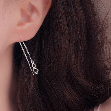 Double Spiral Wave Geometric Creative Design Sier Needle Ear Thread Long Earrings Personalized Student Female