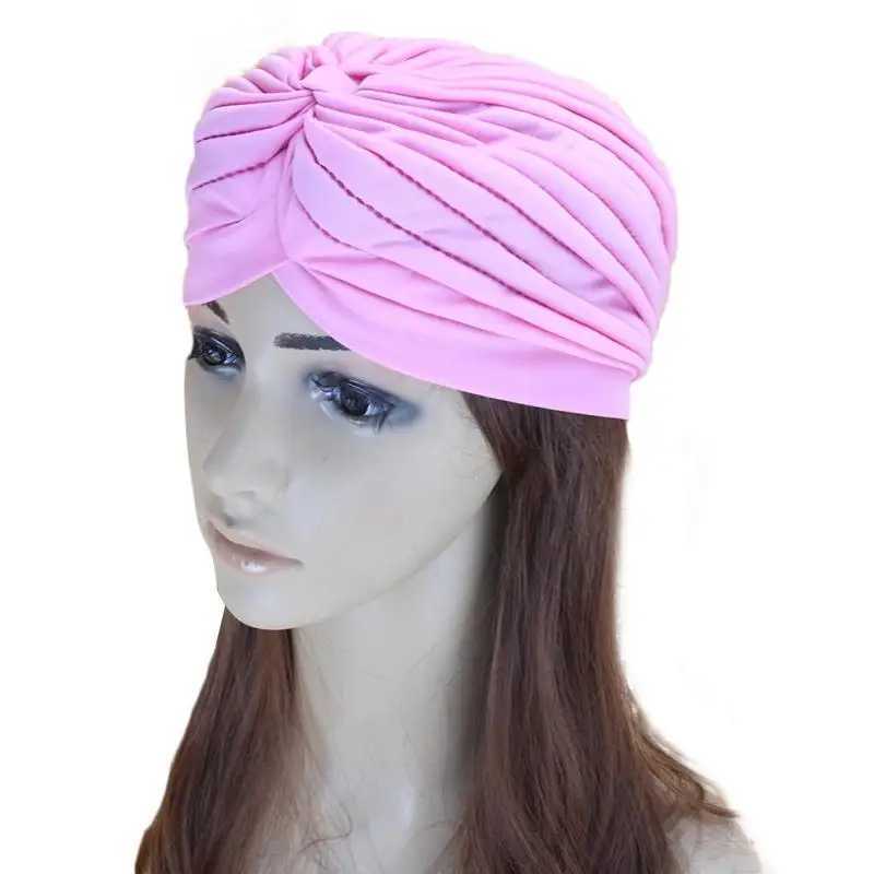 Womens swimming pool shower cap protection long hair ear headband pleated fabric headband yoga hat multi-color headband CL241009