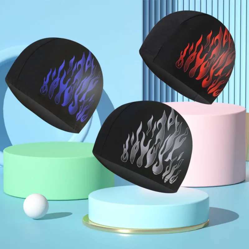 Mens printed swimming cap large-sized ear protection swimming cap nylon breathable mens adult swimming cap pool accessories CL241009