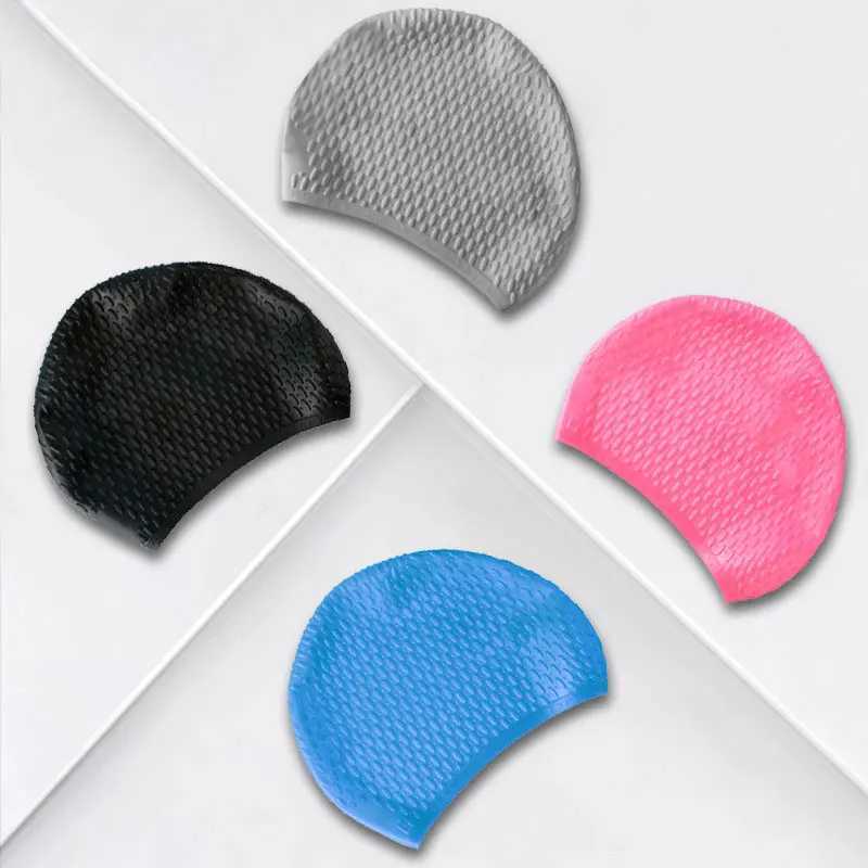 Fashionable silicone swimming cap adult solid swimming cap high elasticity waterproof ear protection hair protection water sports ultra-thin cap CL241