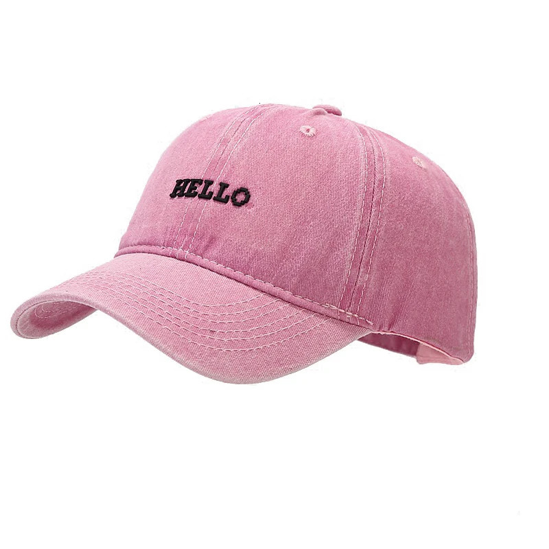 Cotton pink black baseball cap suitable for women Hello embroidered streetwear hiphop snaps summer sun hat 241009