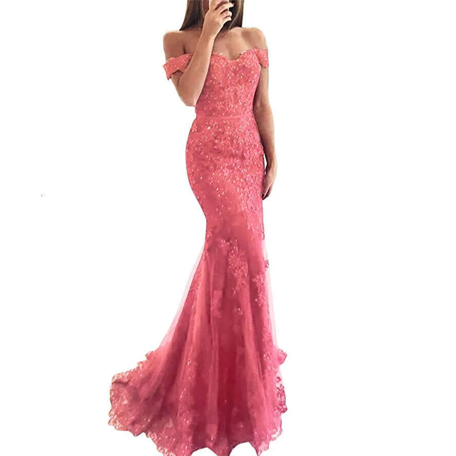 Bury Red New 2019 Royal Blue Cheap Mermaid Prom Dresses Long Off Shoulder Beads Sequined Lace Applique Evening Party Wear Formal Dress