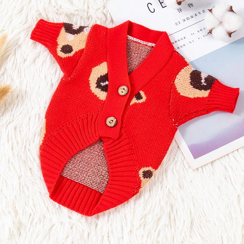Dog Apparel Dog Sweater Cardigan Coat Dog Knitted Sweater Chihuahua French Bulldog Bichon Fashion Dog Clothes Puppy Apparel