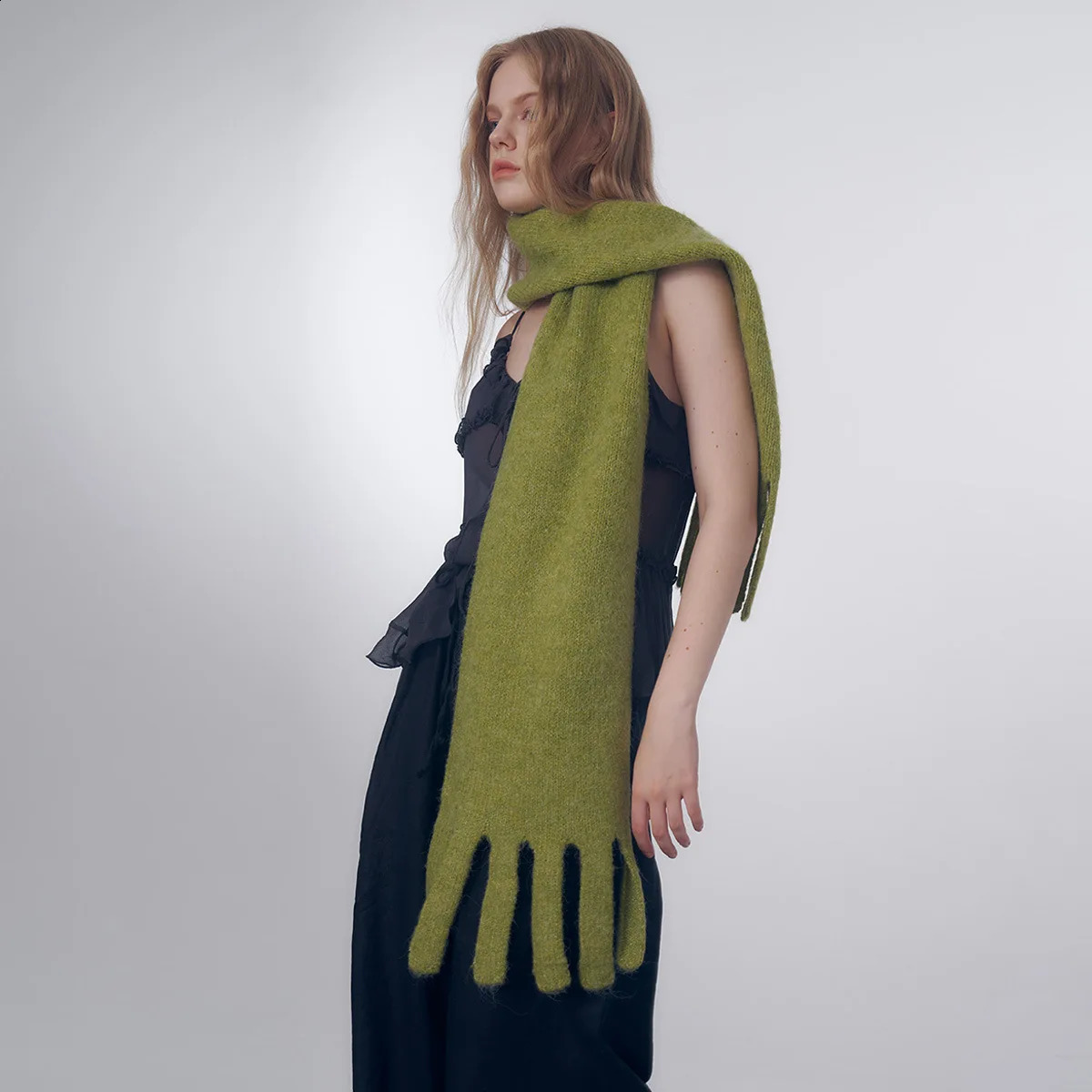 Fashion Womens Scarf Solid Color Knitted Wool Blended Muffler Grille Soft and Warm Shawl Womens Outdoor Autumn/Winter 240925