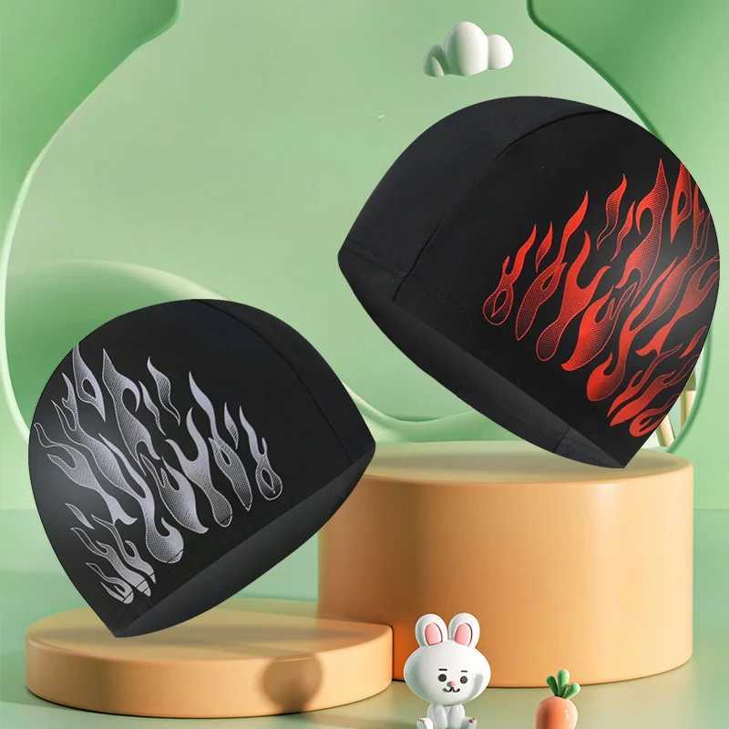 Mens printed swimming cap large-sized ear protection swimming cap nylon breathable mens adult swimming cap pool accessories CL241009