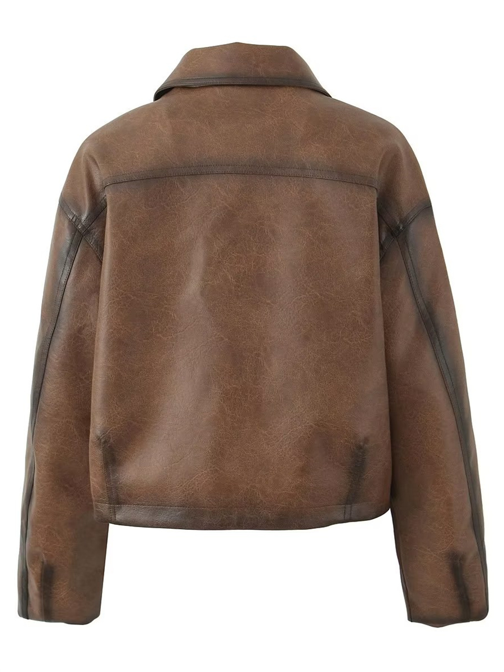 ZACK RAIN Women 2023 Autumn Fashion Ladies Casual Comfortable Single-Breasted Long Sleeves Leather Jacket For Female Coat