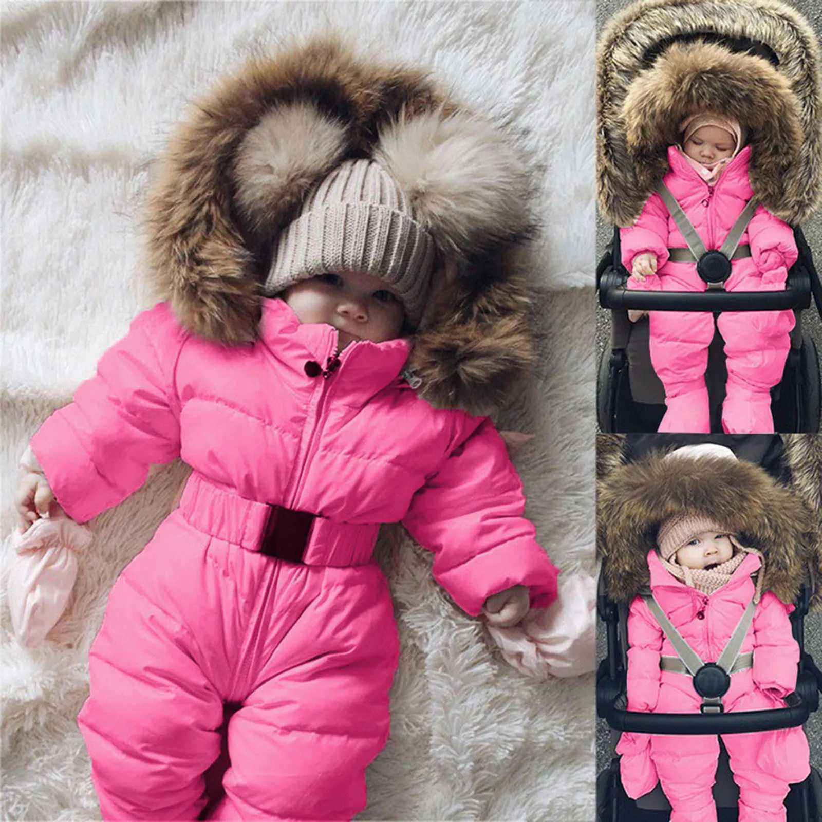 Jumpsuit Jacket Baby Coat Warm Infant Snowsuit Romper Hooded Outerwear Girls Boys Coat jacket Kid Ski Bib Snow Pants Suits LX241009