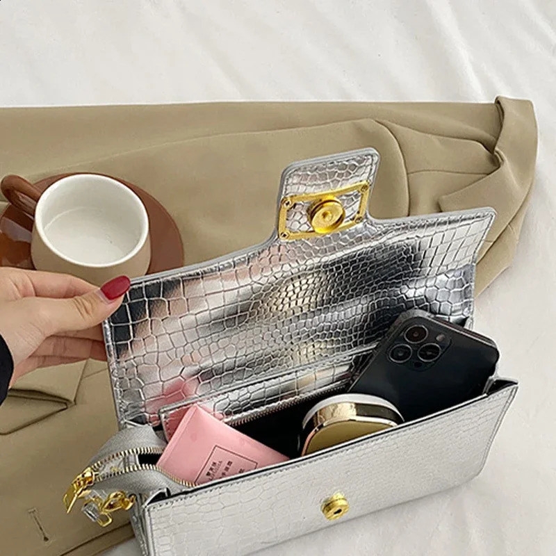 Fashion Womens Pattern Handbag PU Large Capacity Ladies Crossbody Shell Bags Trend Metal Handle Baguette Shoulder Bag 240930