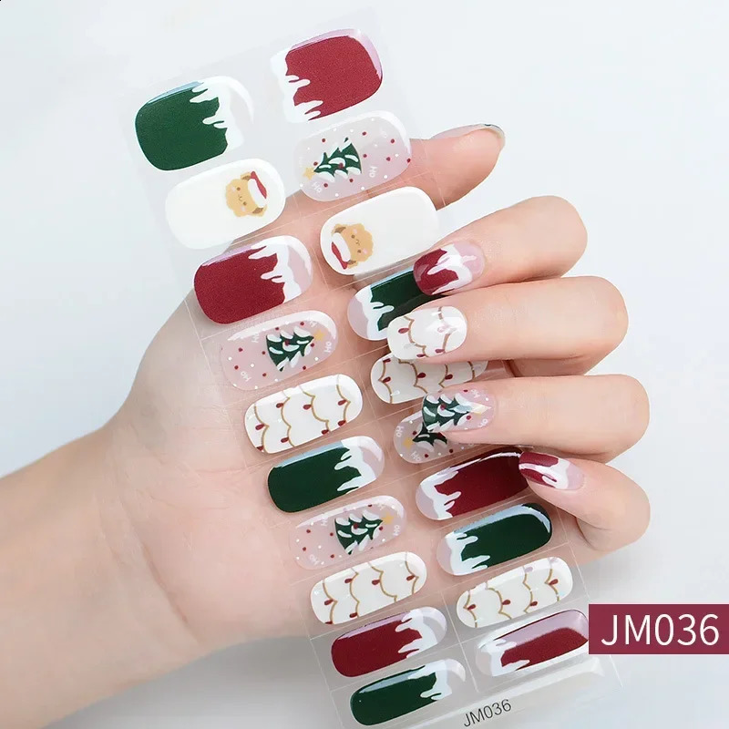 Merry Christmas nail art sticker semi curing gel nail deep-fried dough sticks full coverage UV/LED light self graying girl beauty nail packaging 24100
