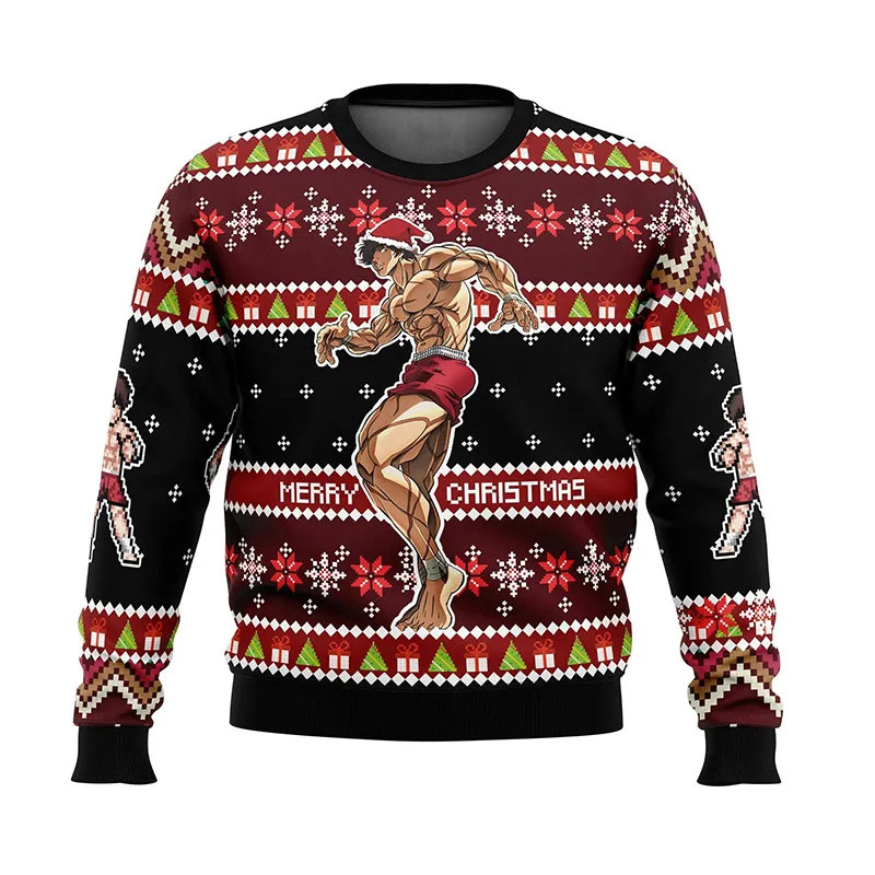 Christmas Season Baki Ugly Christmas Sweater Gift Santa Claus Pullover Men 3D Sweatshirt And Top Autumn And Winter Clothi 241009