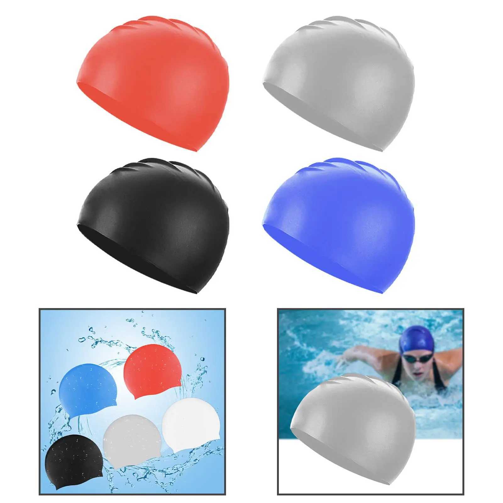 Silicone swim cap elastic water sports flexible summer hair keeping dry swim cap for adult unisex racing training girls and boys CL241009