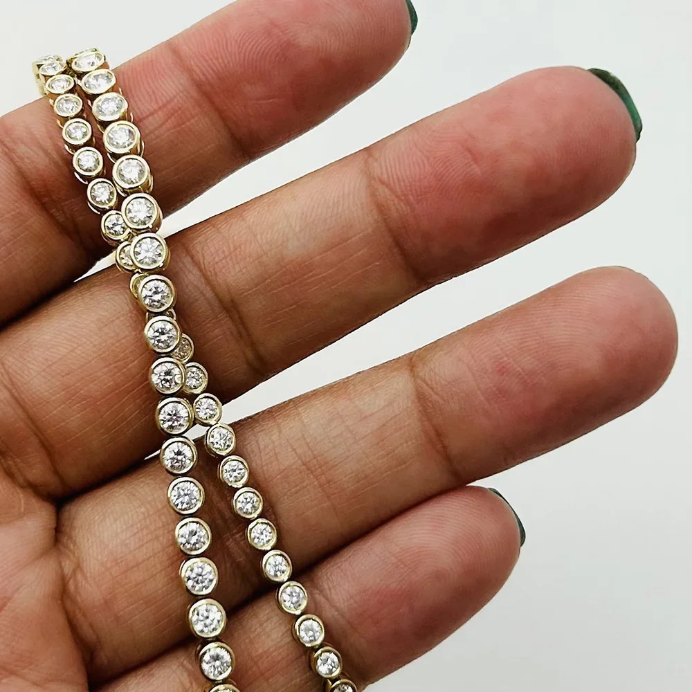 23mm Gra certified womens tennis bracelet 925 sterling silver round bubble border set diamond 240912