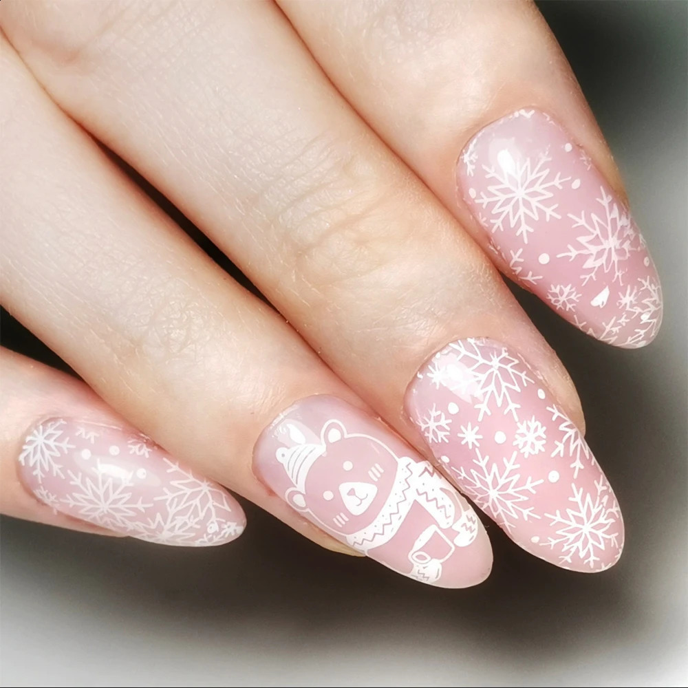 White Snowflake Nail Stickers Years Slide Deer Tree Santa Claus Waternail Stickers Christmas Handmade Tattoo GLSTZ1098-1113 241008