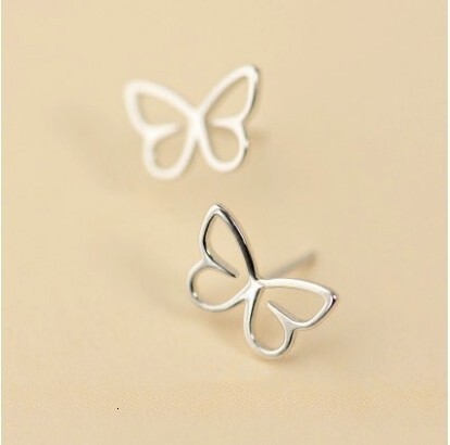 Pure sier needle elegant, fresh, simple and elegant hollow butterfly earrings for women