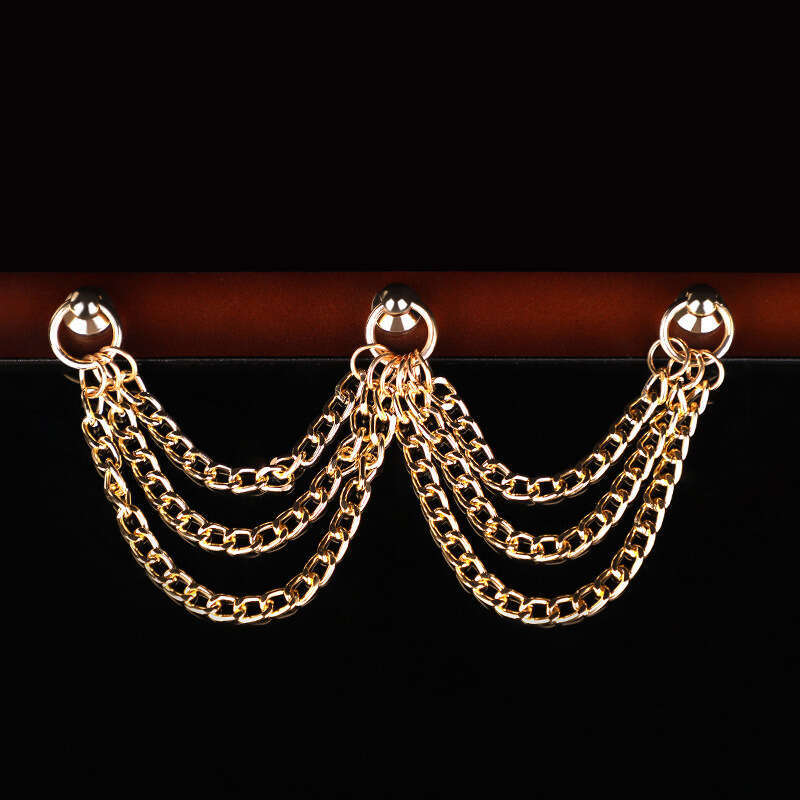 High end SM prop, gold chain, genuine leather collar, SM tuning, choker, female slave, traction neck cover, adult product