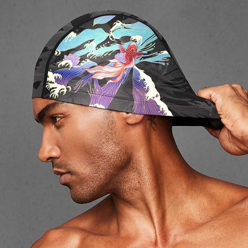 Neutral Chinese style swimming cap accessory suitable for men women children waterproof fish tail CL241009