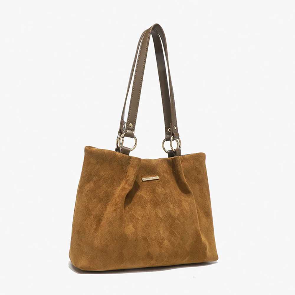 Large Volume Suede Stylish Commuter Tote Bag for Ladies with One Shoulder Bowknot Bolsasas Femininas Woman Handbag 241009