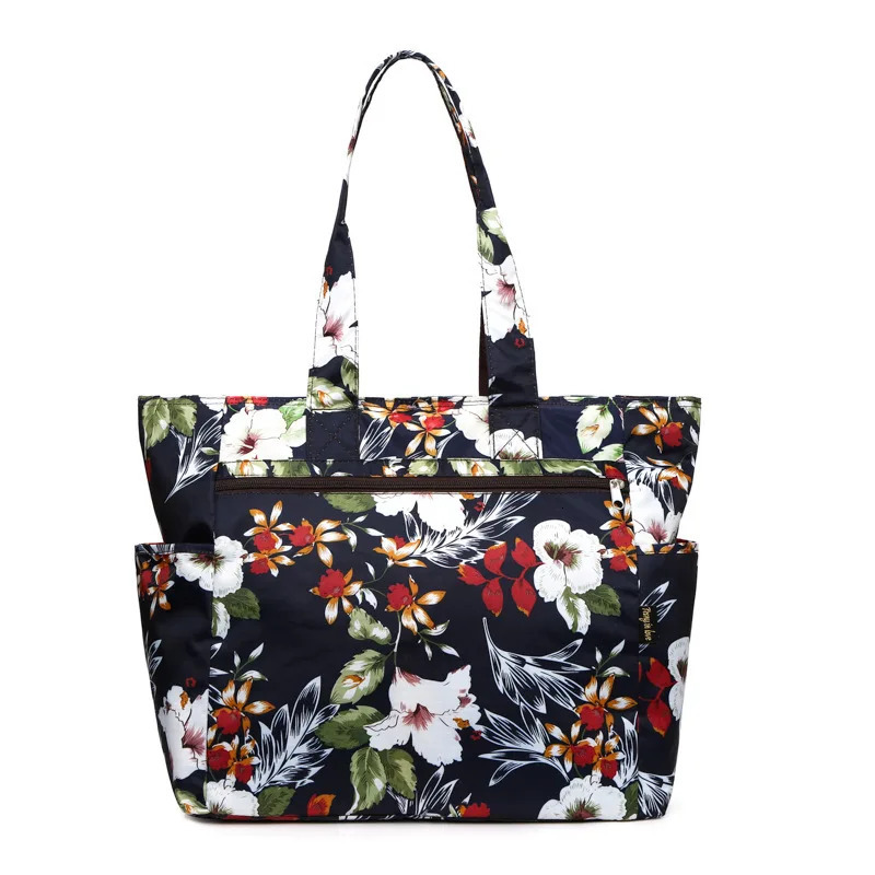 Womens nylon floral printed shoulder bag waterproof womens handbag shopping bag travel beach bag womens backpack 241008
