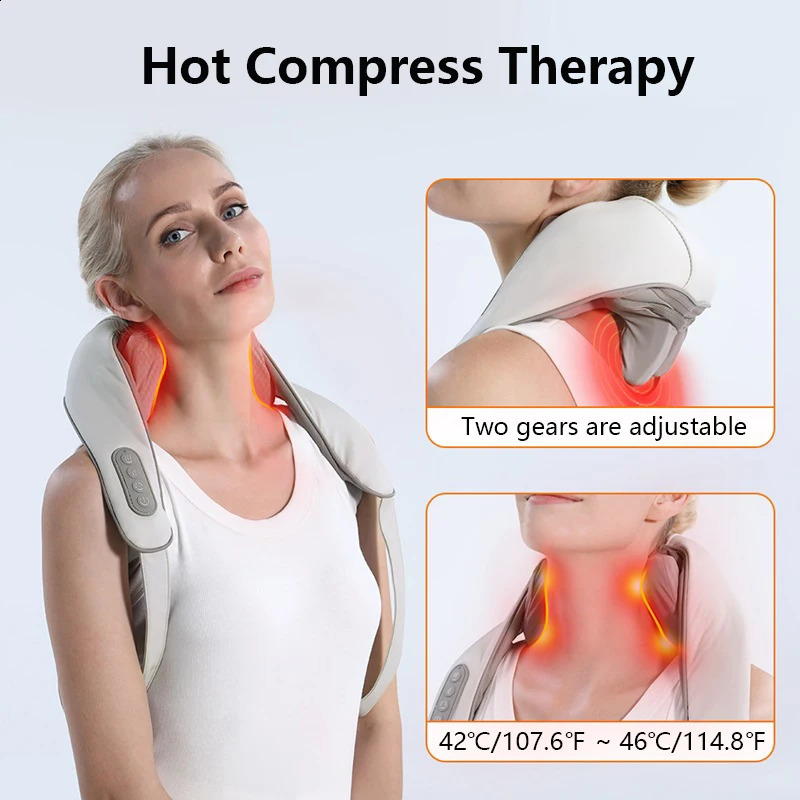 Wireless neck and back massager electric neck and shoulder massager 6D finger pressure kneading massager Shawl Ceramic trapezoidal massager 241008