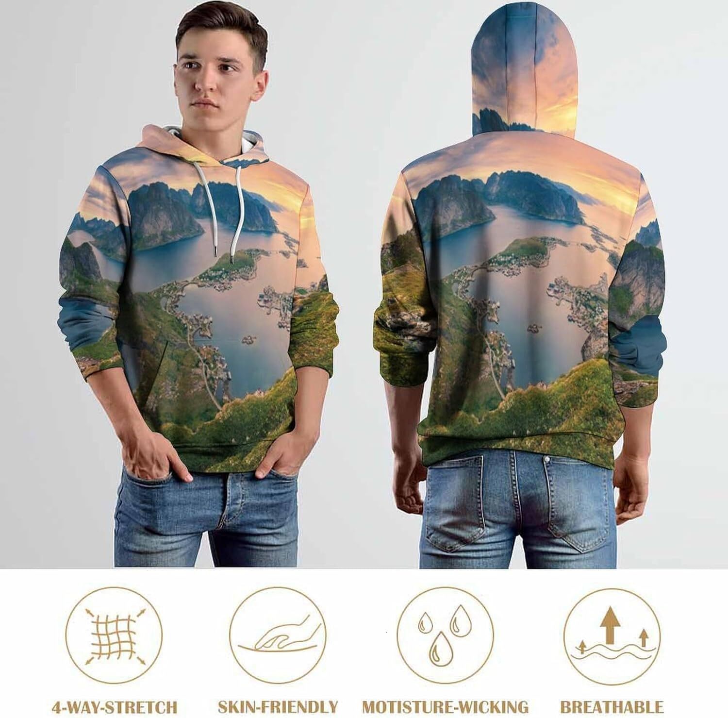 Hoodie for Mens Womens Mens Unisex Novelty Hoodies Scenic Capri Island Hooded Sweatshirt Graphic Hoodies sweatshirt Pullover Long Sleeve