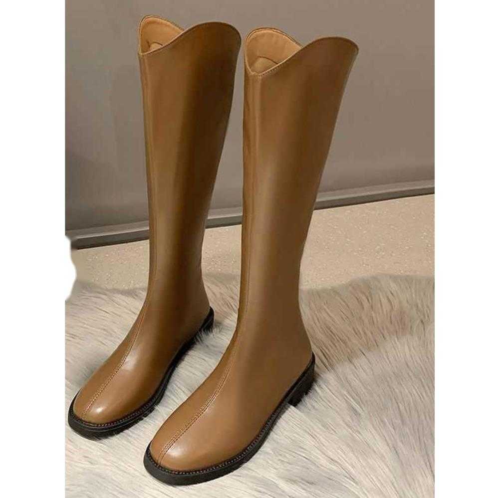 Long Fashion Boots Western Cowboy Boots Martin Boots Womens Knee High Boots Autumn Winter New Style Mouth Knight Boots Slim And Tall Boots 240826