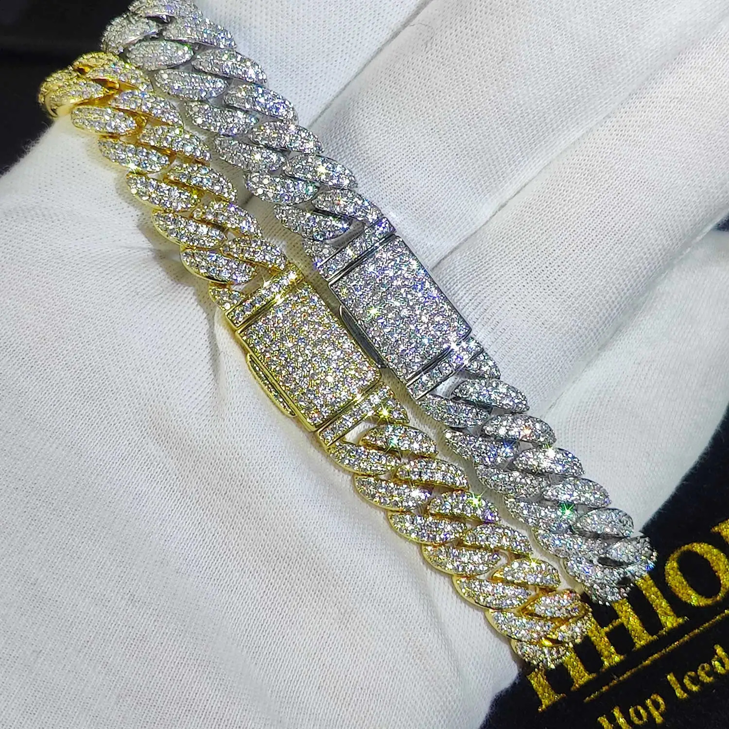 Jewelry Bling CZ Cuban Link Bracelet Two Rows of Zircon Copper Miami Cuban Bracelet Ice Out Hip Hop Mens Style 240925
