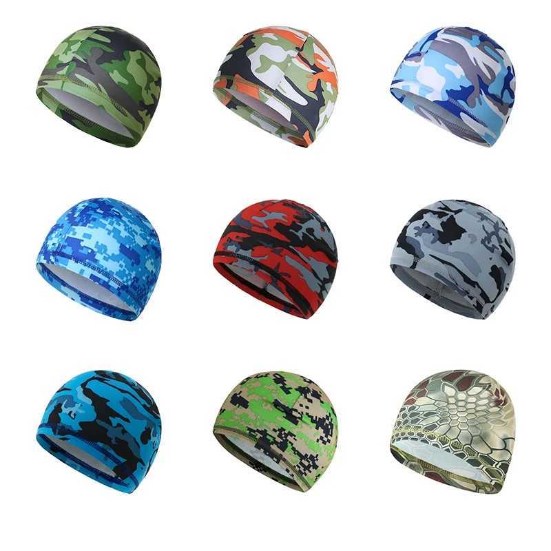 Summer swimming cap plus size adult earmuffs long hair cover outdoor sports shower cap brushless turbo beach cap camouflage CL241009