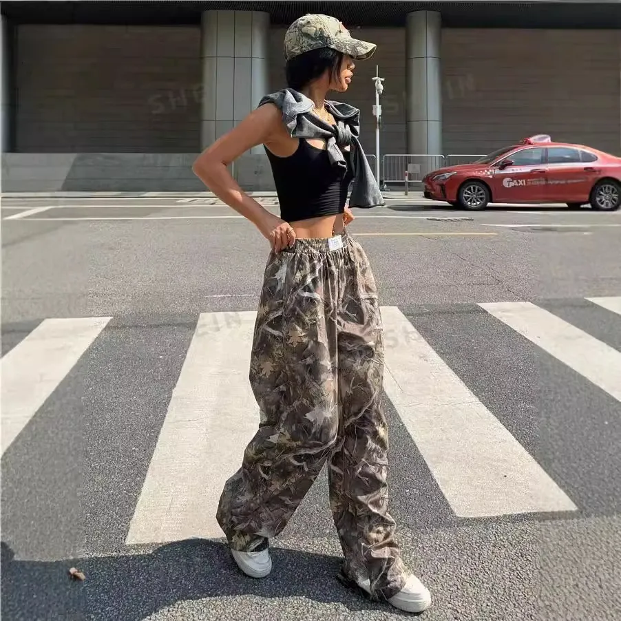 dongdumaoyi Spring and Autumn Hot Girl Women 's Printed Knitted High Waist Wide Leg Pants F1008#30