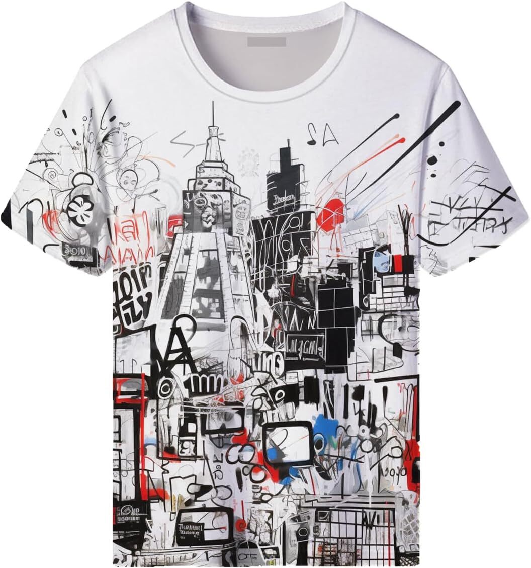Mens T shirt Men's Graffiti Funny Graphic T-Shirts Novelty Hip-Hop 3D Printed Shirts Casual Top graphic tee Casual tops summer