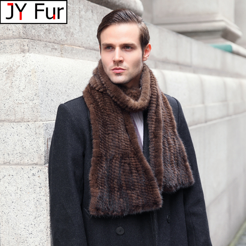 Men Women Shawl Good Gift Genuine Hand Knitted Winter Real Mink Fur Scarf