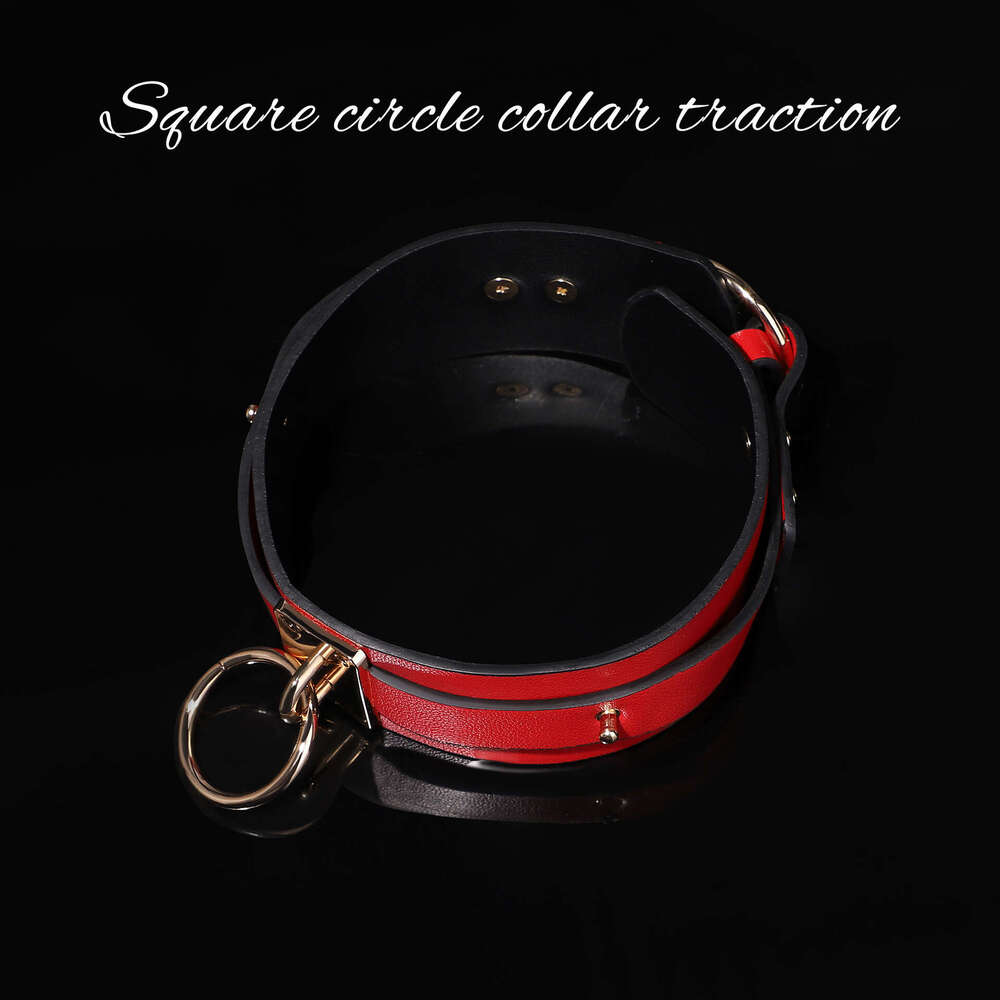 Sex toys SM props big red PU sex collar SM traction training sex collar adult sex toys