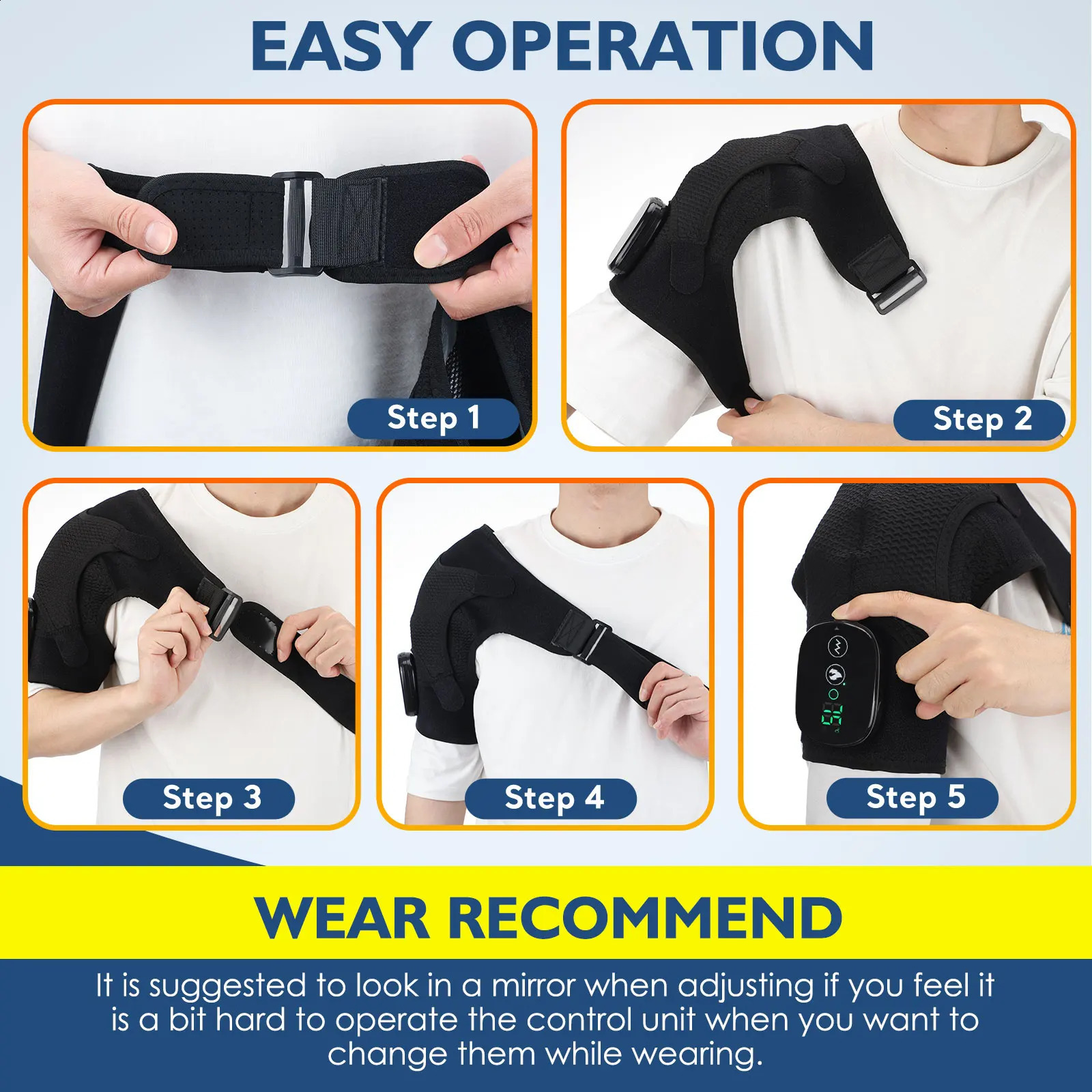 Electric shoulder temperature massager shoulder bracket vibration massage joint support belt heating pad muscle relaxation 241008
