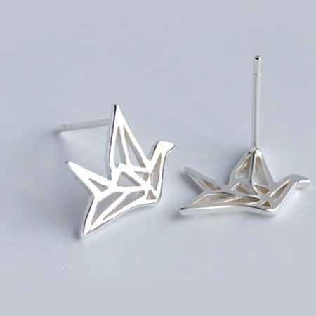 Needle female fashion, thousand paper crane artistic and fresh bird earrings, ear accessories