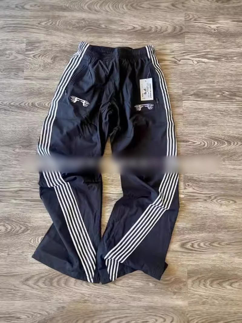 Men's Pants Unisex Black Track Pants with White Stripes for Sports and Casual Wear Y2K