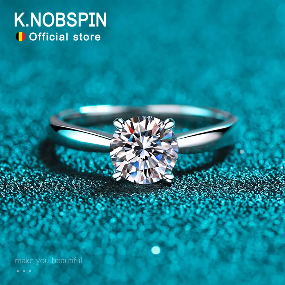 KNOBSPIN D VVS1 Womens Ring 4 Prong Solitiare Engagement Wedding Diamond GRA Certified s925 Silver 240912