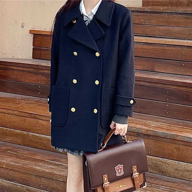 Spring and Autumn New Fashion Womens Woolen Coat Loose Commuting and Leisure College Style Flip Collar Suit CoatX241009