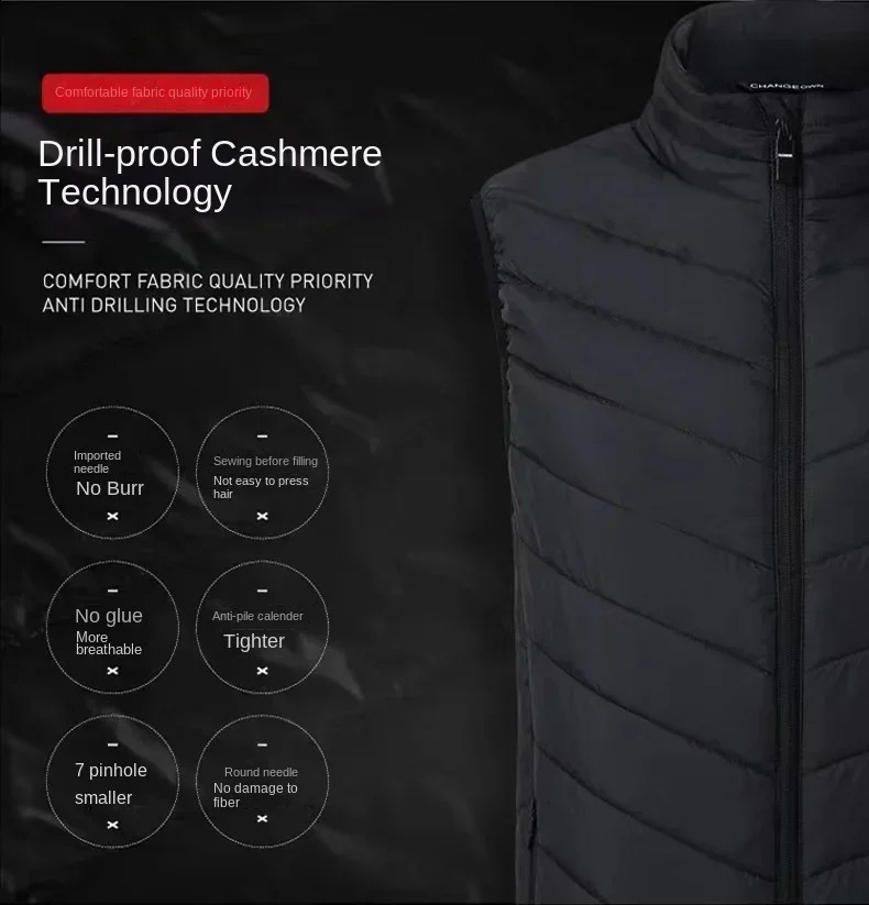 21 Zone Heating Vest Mens USB Infrared Thermal Jacket Smart Heating Clothes Winter Cold-proof Thick Sleeveless Coat Hiking 241031