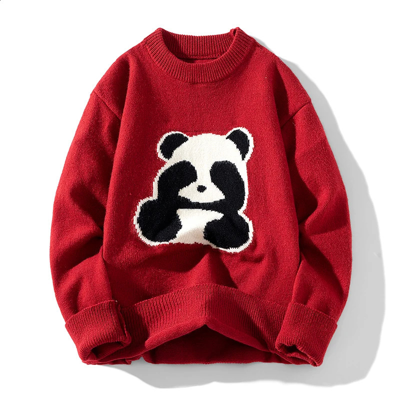 Panda printed sweet mens autumn and winter fashion versatile couple clothing loose elastic warm sleep pullover 241007