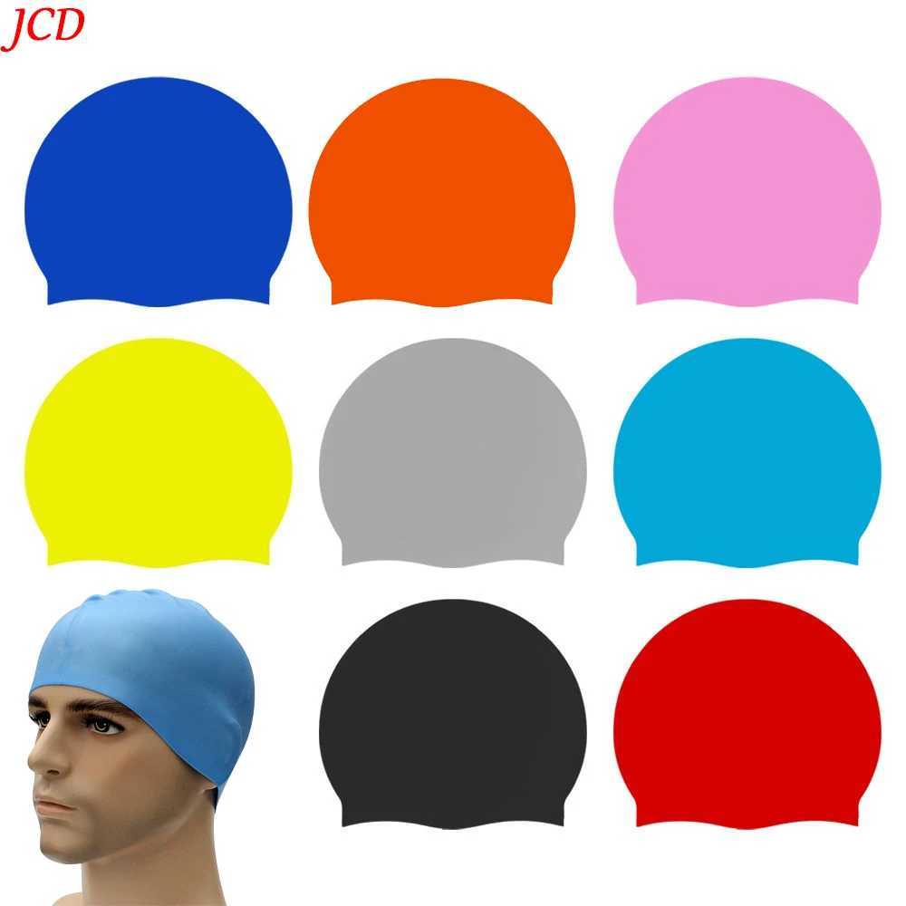 1 silicone swimming cap mens long hair waterproof color sports high elasticity adult swimming pool cap diving cap CL241009