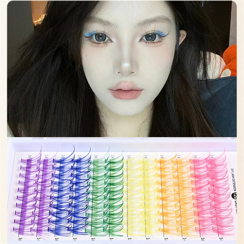 Colored Lash Clusters Individual Lashes 10mm 12mm 14mm 16mm Mixed 6 Colors Rainbow DIY Eyelash Extension Colorful Cluster Lashes Pack