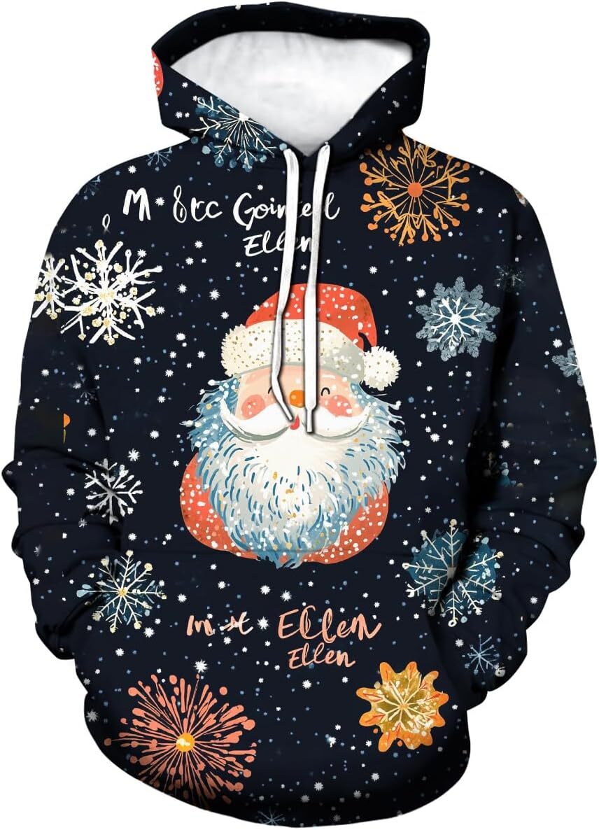 Hoodie for Mens Womens Unisex Christmas Graphic Hoodies Funny Printed Sweatshirts For Men Women Casual Pocket Hooded Pullover Graphic tracksuit