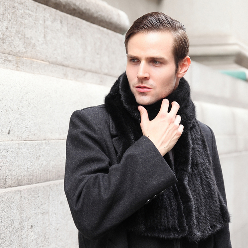 Men Women Shawl Good Gift Genuine Hand Knitted Winter Real Mink Fur Scarf