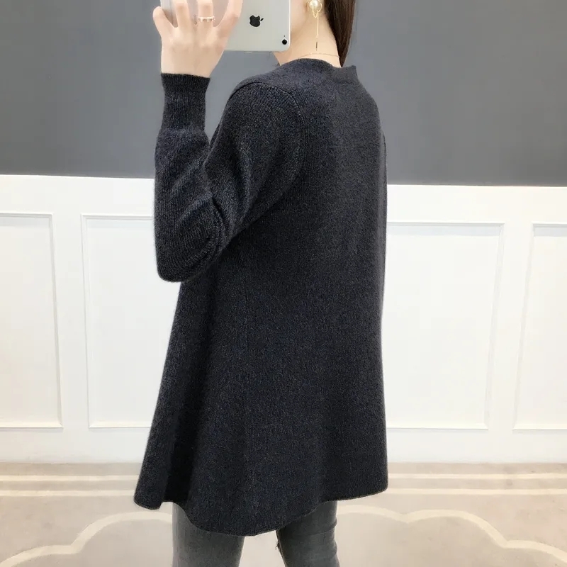 Spring Autumn Knitted Cardigans Women Midi-Length A-E Loose V-Neck Sweater Cardigan Plus Size Soft Comfort Female Casual Coat