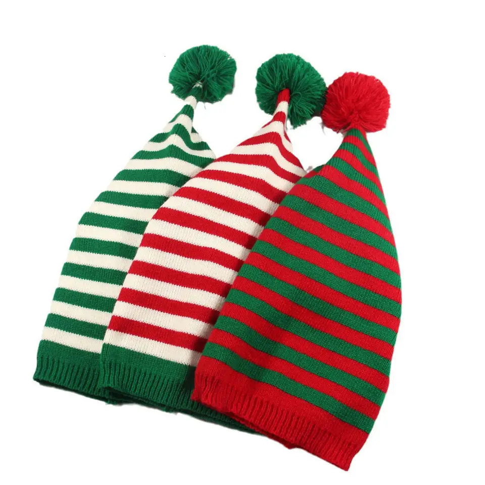 Christmas Knitted Hat Cute Elf Adult Children Soft Pea Year Party Tree Decoration Gift Holiday Supplies 241009