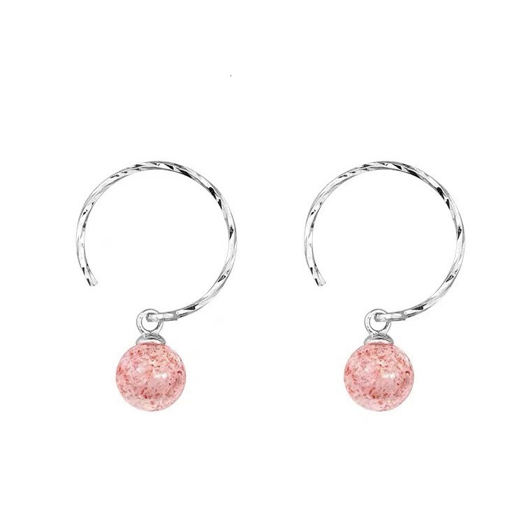 Pure sier needle strawberry crystal for women, 2024 new trendy earrings, niche female ins earrings