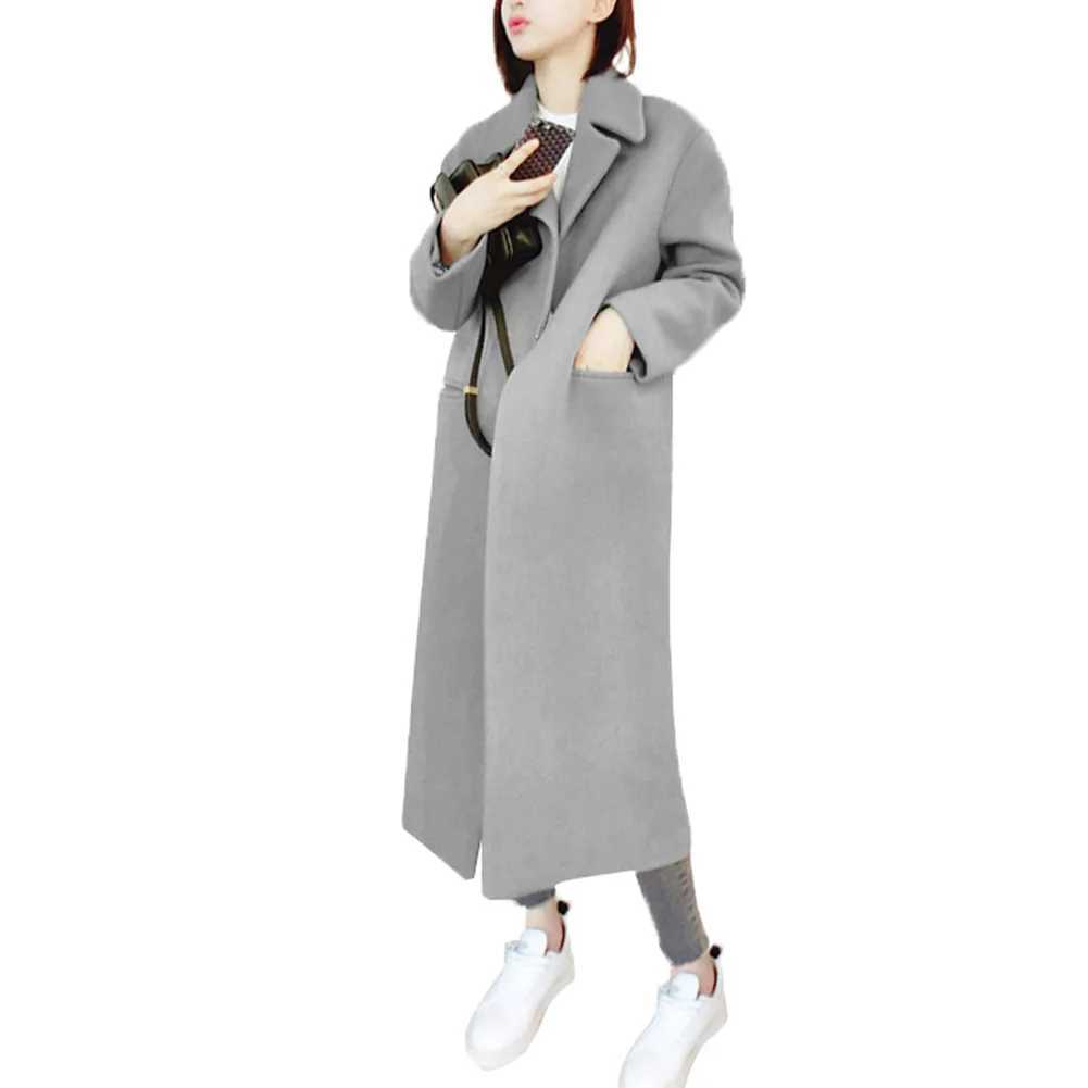 Fashion Coat Women Solid Color Thick Pocket Women Autumn Winter Warm Long Jacket CoatX241009