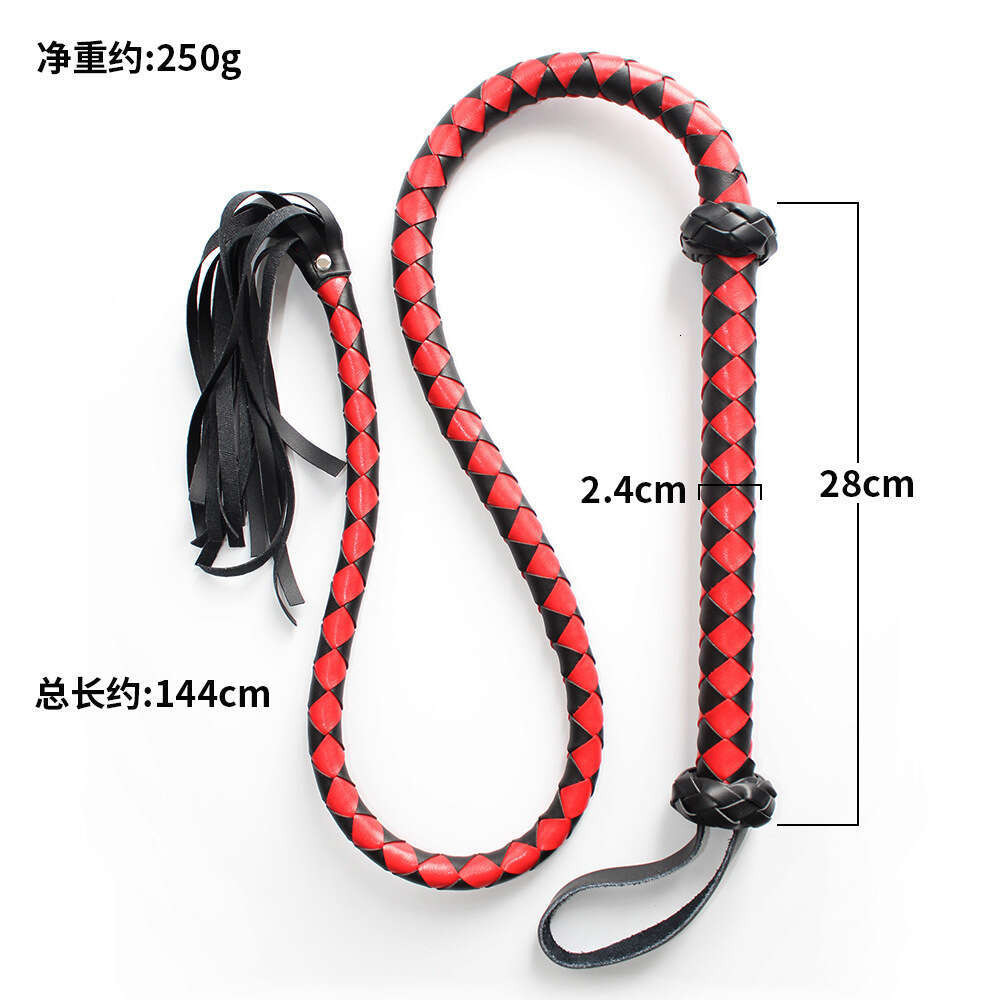 BDSM Whip Sex Hand Whip Adult Whip Game Leather Whip Teaching Whip Queen Leather Whip Black Red Cross border Manufacturer