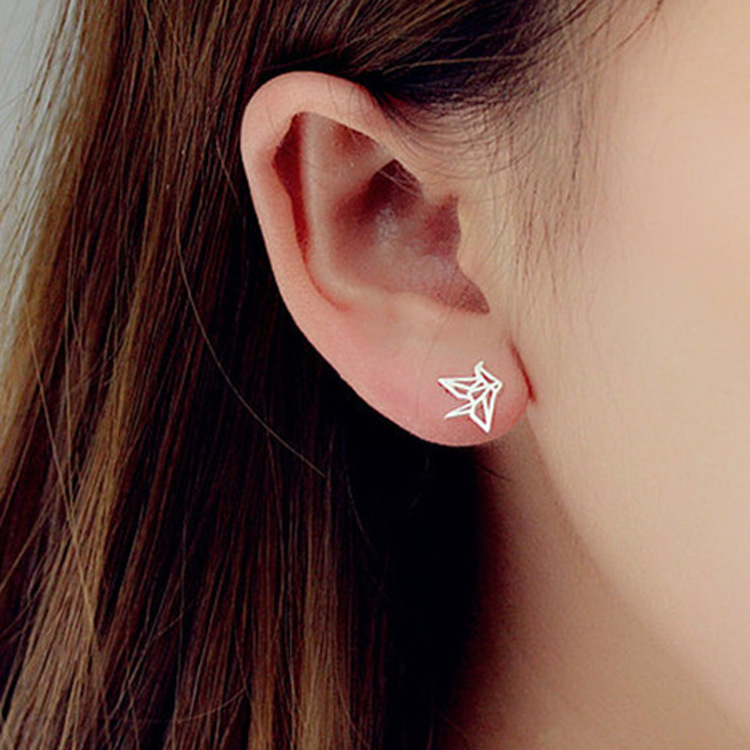 Needle female fashion, thousand paper crane artistic and fresh bird earrings, ear accessories