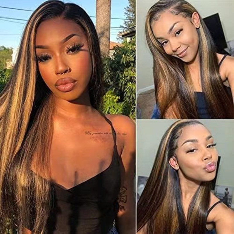 Dark roots glueless clip in u Part highlight balayage wig human hair 150% voluminous flawless without leaving any of natural hair out