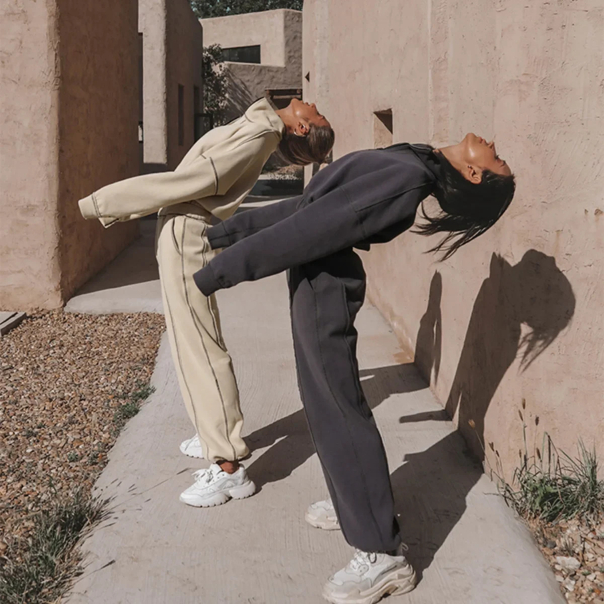 Autumn and Winter Fashion Womens Long Sleeve Hoodie Pants 2piece Sports Fitness Street Leisure Set 241007